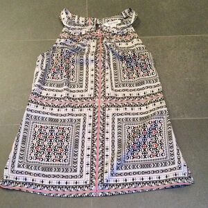 WHBM black, white, red patterned sleeveless top, XXS